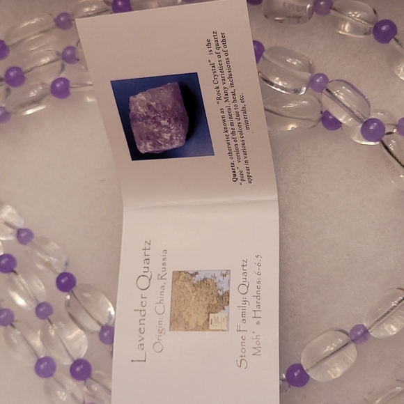 Brand New EarthStone Quartz Bead Necklace Quartzite Purple Clear 3 S… - Picture 4 of 4